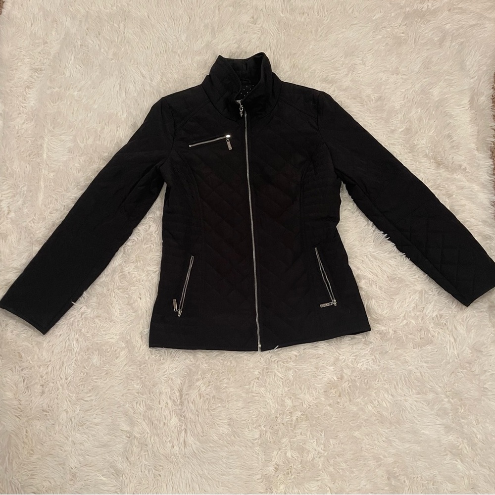 Ellen Tracy COMPANY Quilted Zip-Up Jacket - Black (Size S)
